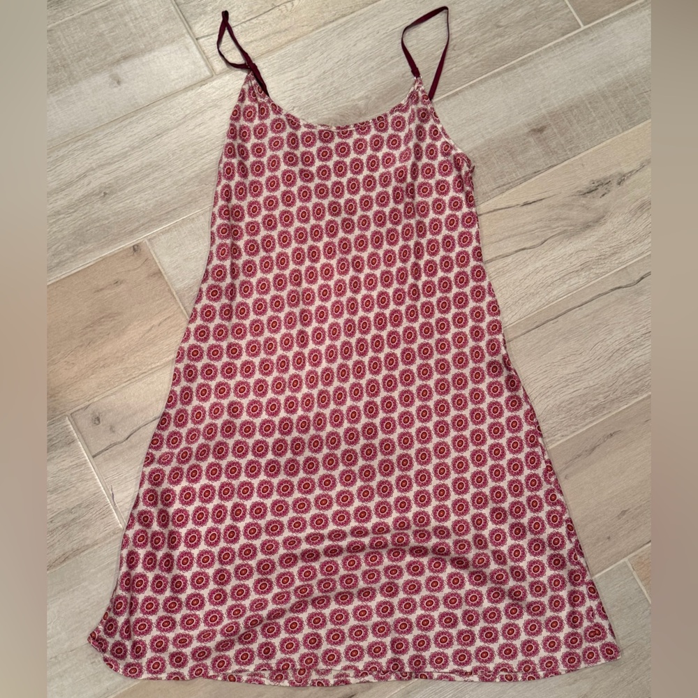 Victoria's Secret Pink and White Patterned Silk Dress